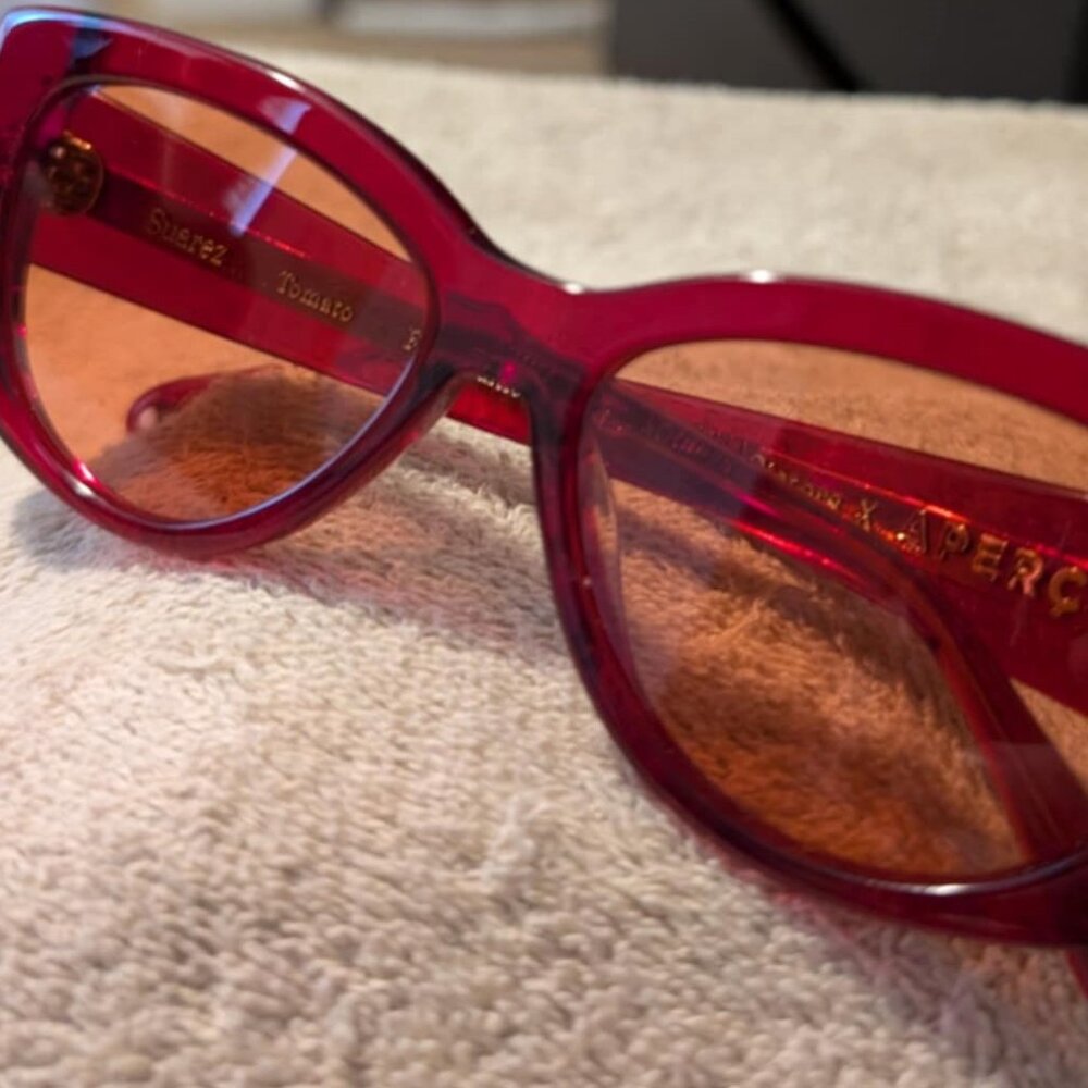 Apercu Suarez Sisters "Tomato" Colored First Edition Sunglasses